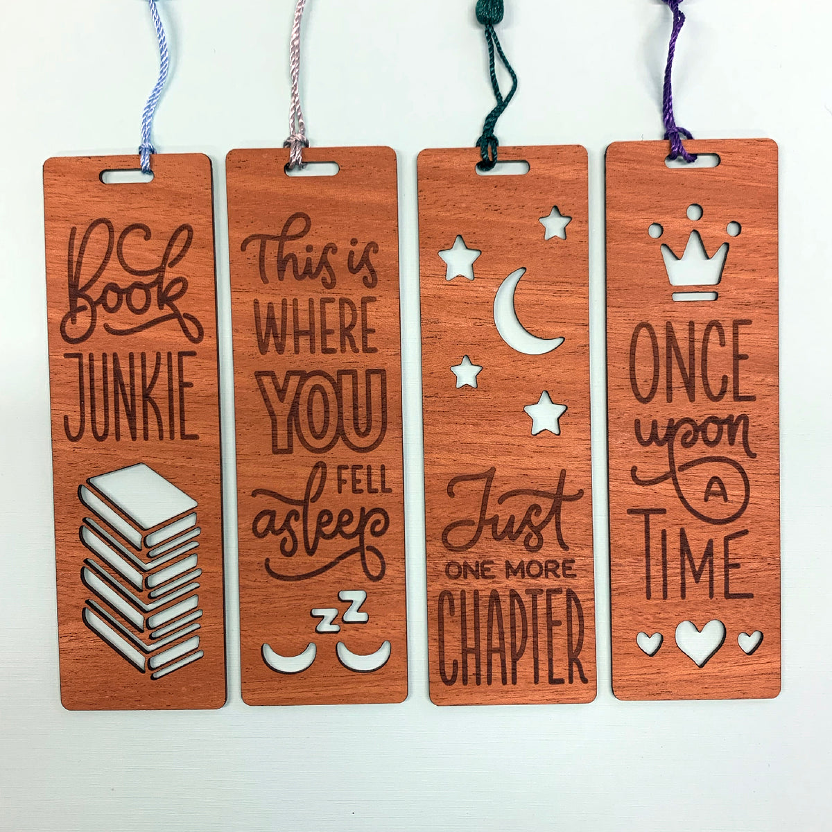 Laser Engraved Balsa Wood Bookmarks With Colored Tassel 