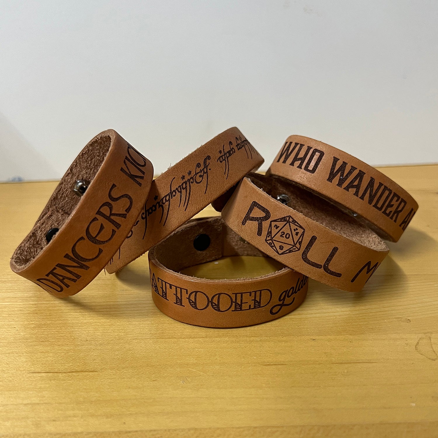 Engraved Leather Bracelet/Cuff