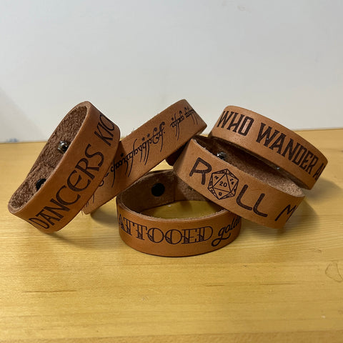 Engraved Leather Bracelet/Cuff