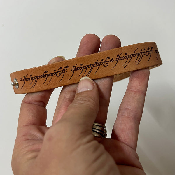 Engraved Leather Bracelet/Cuff