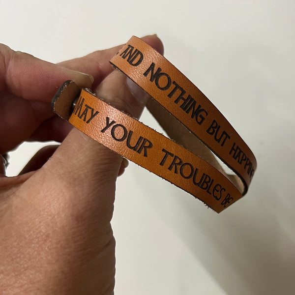 Engraved Leather Bracelet/Cuff