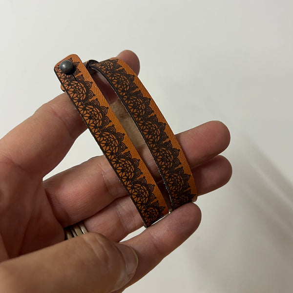 Engraved Leather Bracelet/Cuff