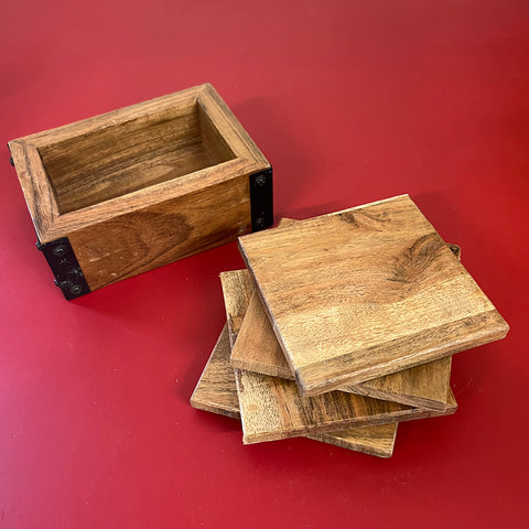 4 Coasters with Box Holder