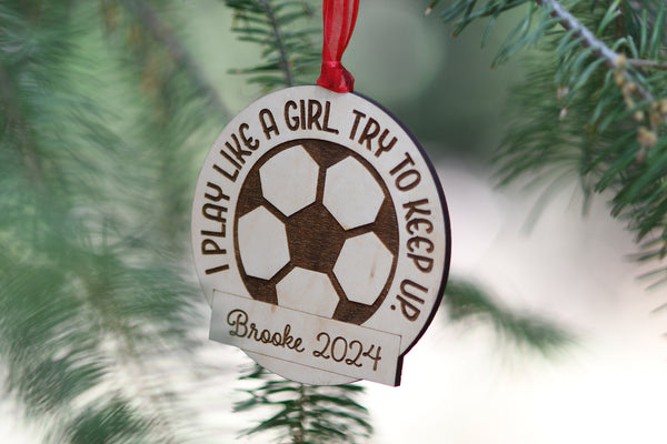 Personalized Play Like a Girl Ornament