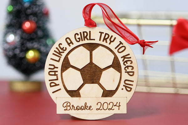 Personalized Play Like a Girl Ornament