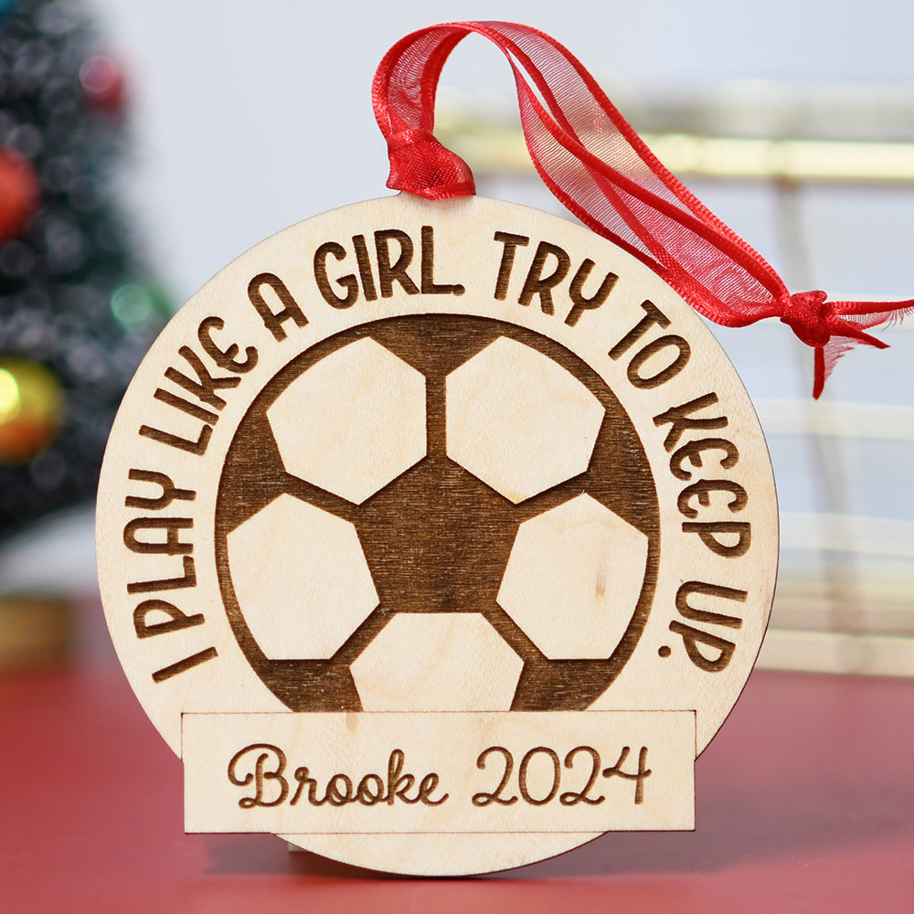 Personalized Play Like a Girl Ornament