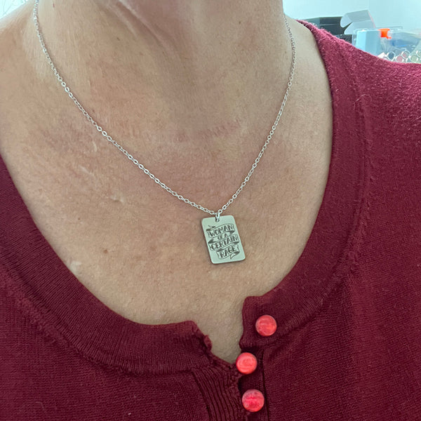 Woman of a Certain Rage Pendant - Pew Pew Lasercraft, LLC