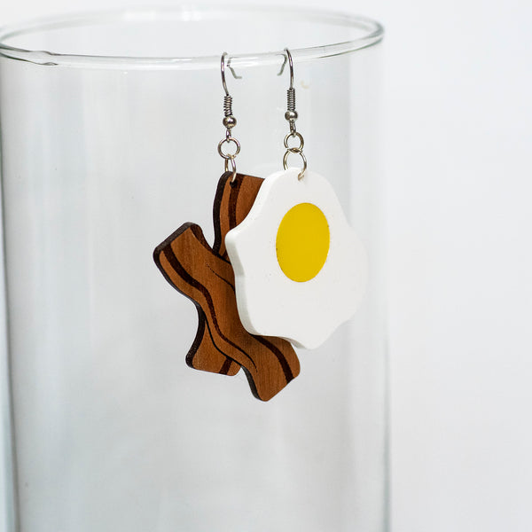Bacon & Eggs Novelty Earrings - Pew Pew Lasercraft, LLC