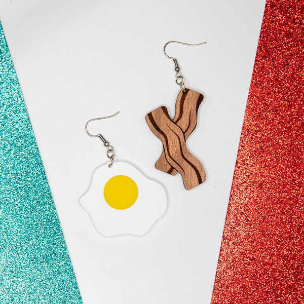 Bacon & Eggs Novelty Earrings - Pew Pew Lasercraft, LLC