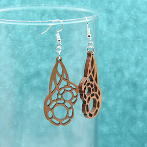 Dangling Flowers Art Deco Statement Earrings - Pew Pew Lasercraft, LLC