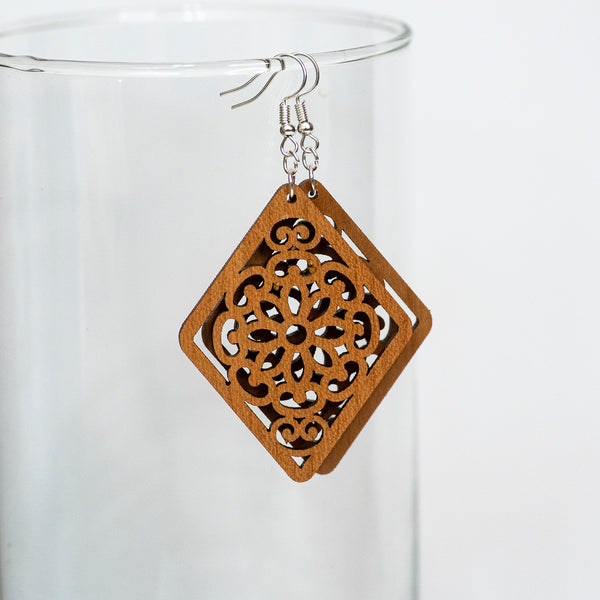 Filigree Diamond Statement Earrings - Pew Pew Lasercraft, LLC