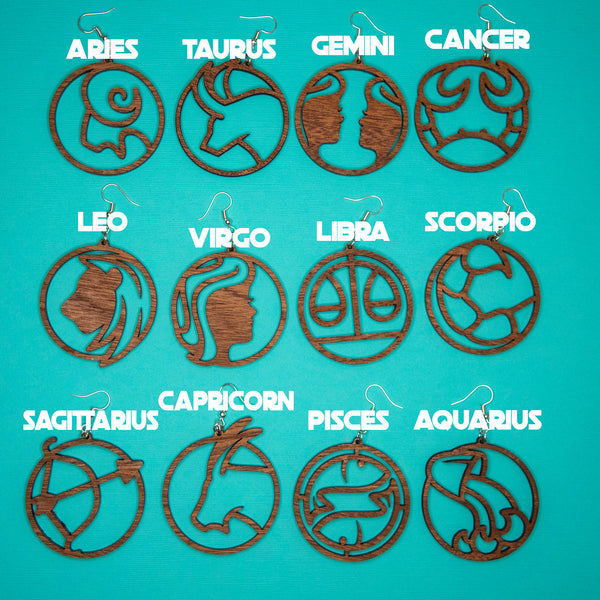 Capricorn Horoscope Earrings - Pew Pew Lasercraft, LLC