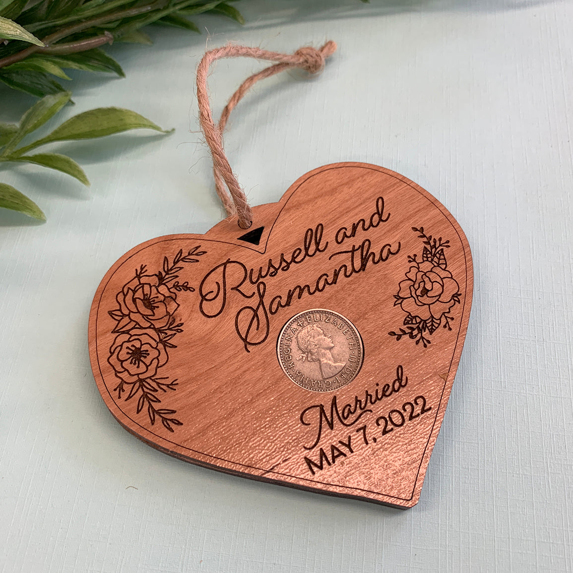 Lucky Sixpence Heirloom Ornament for Wedding