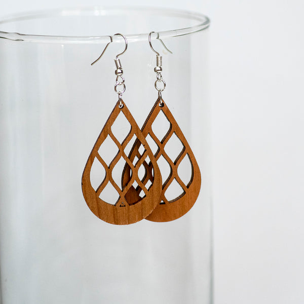 Lattice Teardrop Earrings - Pew Pew Lasercraft, LLC