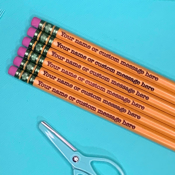 Custom phrase laser-engraved pencils (min. order 6) - Pew Pew Lasercraft, LLC