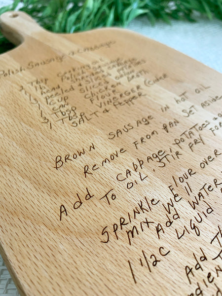 Custom Handwriting Recipe Board