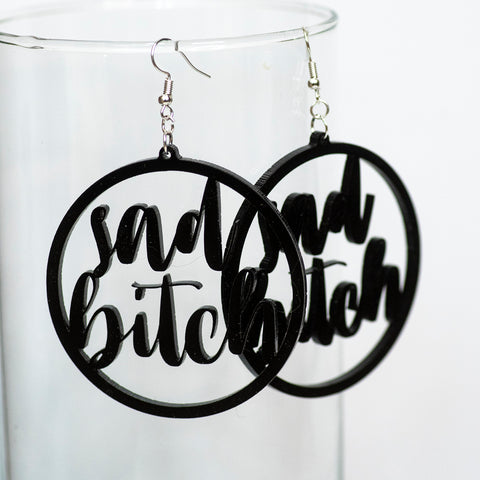 Sad Bitch Large Hoops - Pew Pew Lasercraft, LLC