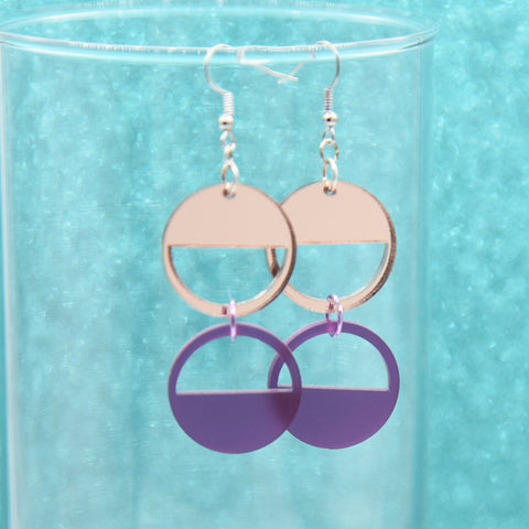 Rose Gold & Plum Scoops Earrings - Pew Pew Lasercraft, LLC