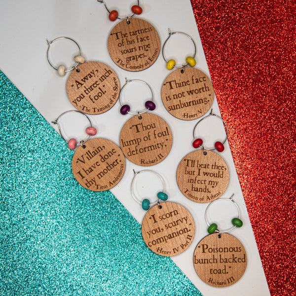 Shakepearean Insults Parody Wine Charms - Pew Pew Lasercraft, LLC