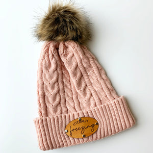 Knit Beanie with Leather Patch
