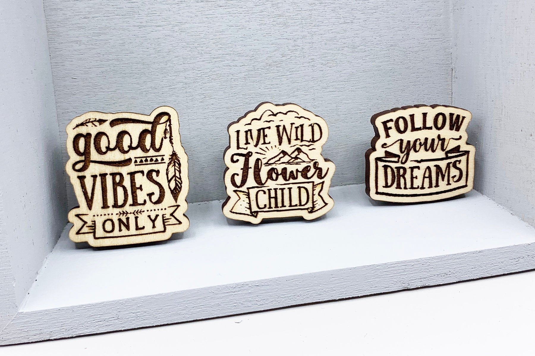 Boho Inspired Lapel Pin Collection - Laser Engraved