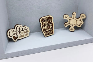 Coffee Inspired Lapel Pin Collection - Laser Engraved