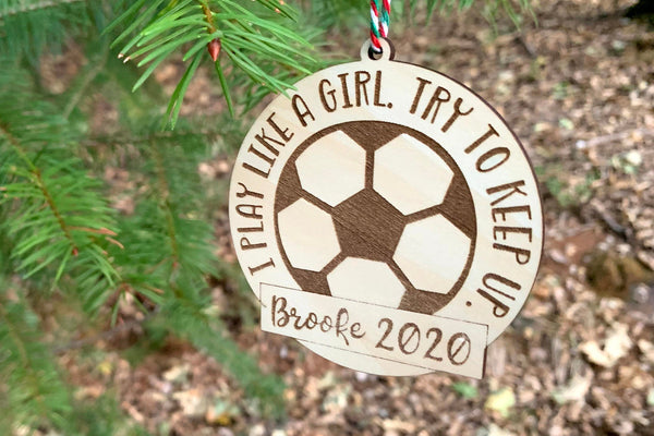 Personalized Play Like a Girl Ornament | Sports Girl Ornament, Custom Sports Ornament for Girls, Ornament for Girls