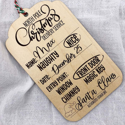 Personalized Santa Gift Tag | Laser Cut, Reusable Wood Tag, North Pole Delivery, Santa Claus Gift Tag, Personalized Christmas Gift Tag