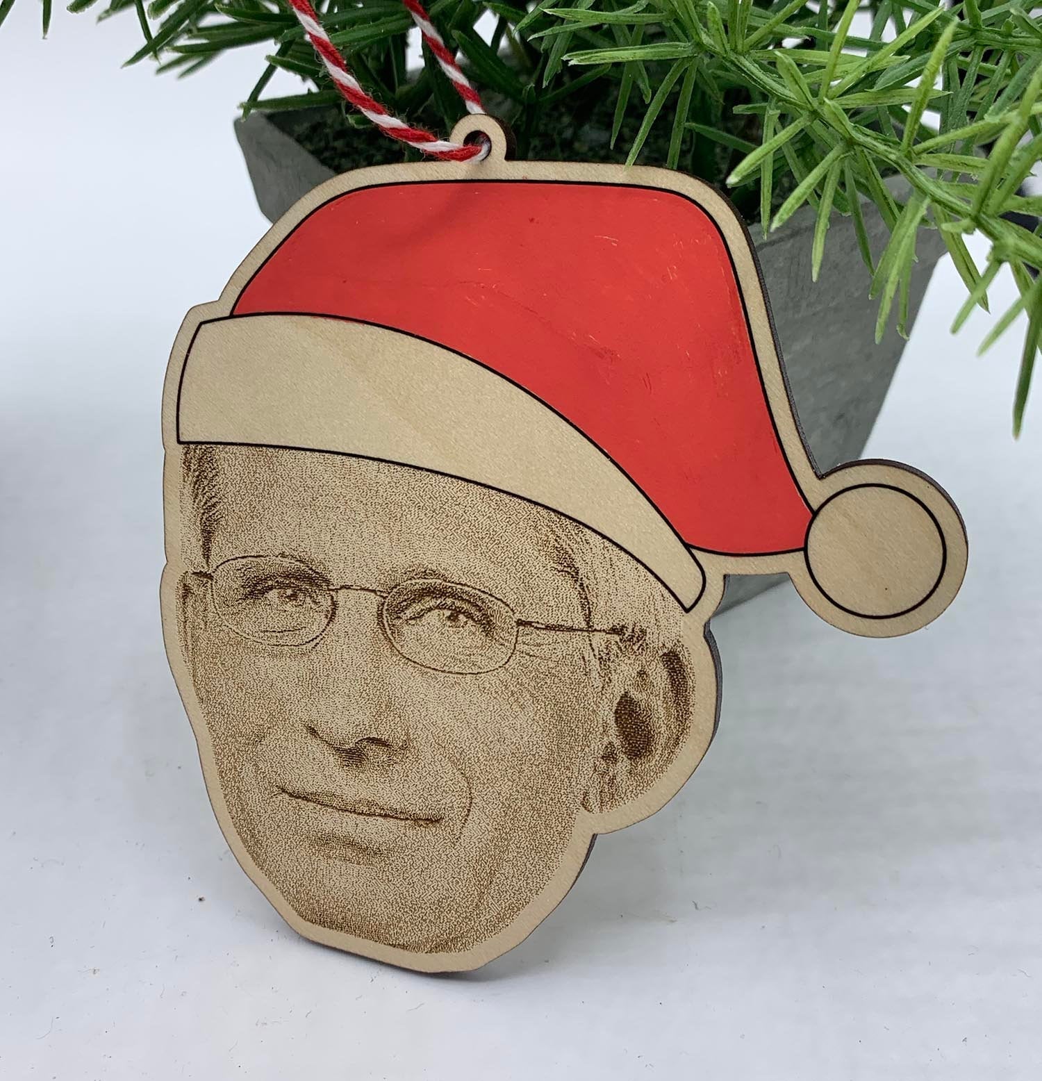 Fauci Claus Ornament | Dr. Anthony Fauci Santa Hat Ornament, Laser Engraved, Funny Ornament, 2020 Ornament