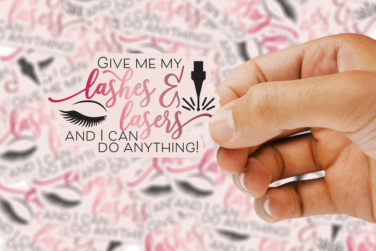 Lashes and Lasers Sticker – Pew Pew Lasercraft, LLC