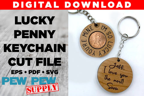 Lucky Penny Keychain Cut File SVG, Valentine's Day, Anniversary, Couple Gift