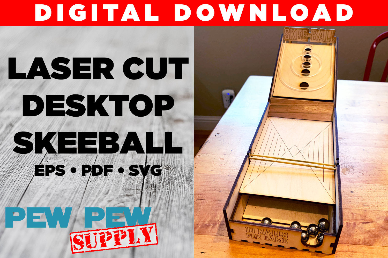 Desktop Skee-Ball Game, SVG Cut File, Arcade Game Cut File, Arcade Bowling Game, Laser Cut File