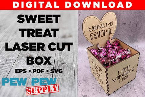 Sweet Treat Box Laser Cut File, Valentine's Day, Heart Candy Box, Sweets for the Sweet, Candy Box Laser Cut, Candy Dish, Desktop Candy