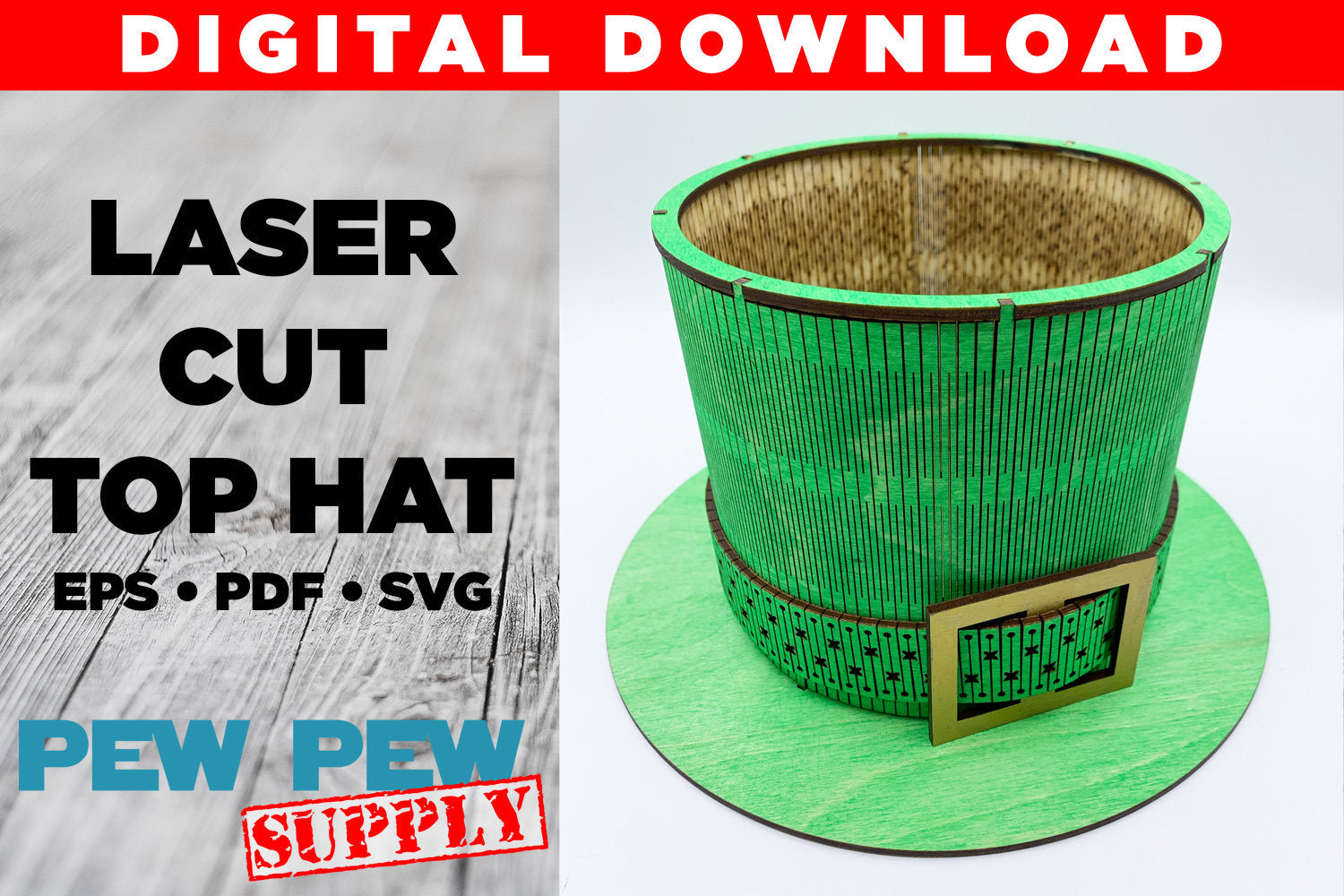 Top Hat Laser Cut File, Lepruchan Hat, Uncle Sam Hat, St Patrick's Day, Independence Day Centerpiece, Laser Cut Hat, Cut File Top Hat