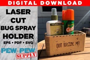 Bug Spray Holder Box, Insect Repellent Box, Living Hinge Box Cut File, SVG Box File, Laser Cut Box File, Quit Bugging Me, Mosquito Repellent